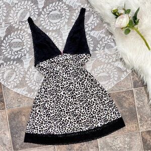 Vintage Victoria’s Secret leopard print and black lace chemise